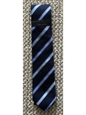 Moda Ritorno Brand Tie NWT Navy With Light Blue Stripe